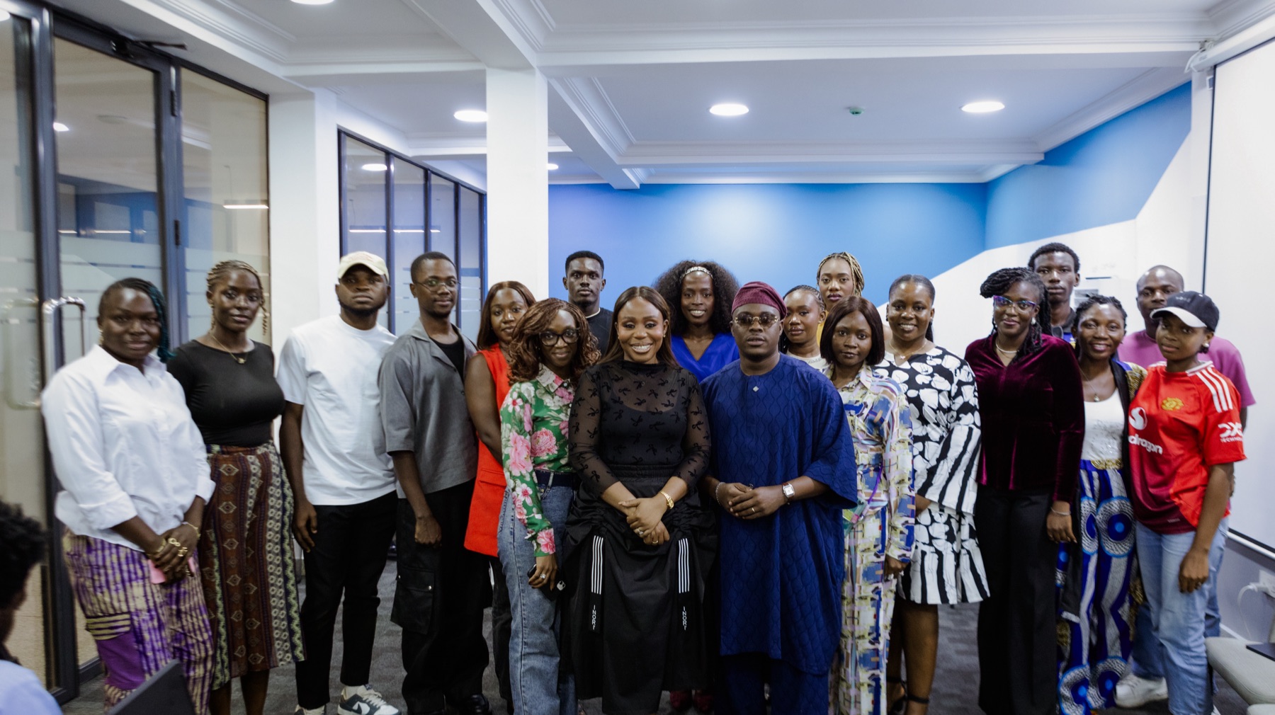 Olufemi Oguntamu and Toyosi Etim-Effiong with TGM Academy Cohort 1 students